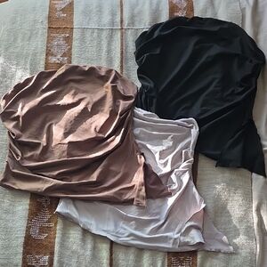 Elegant Women's Strapless Tops - Black, Brown, and White